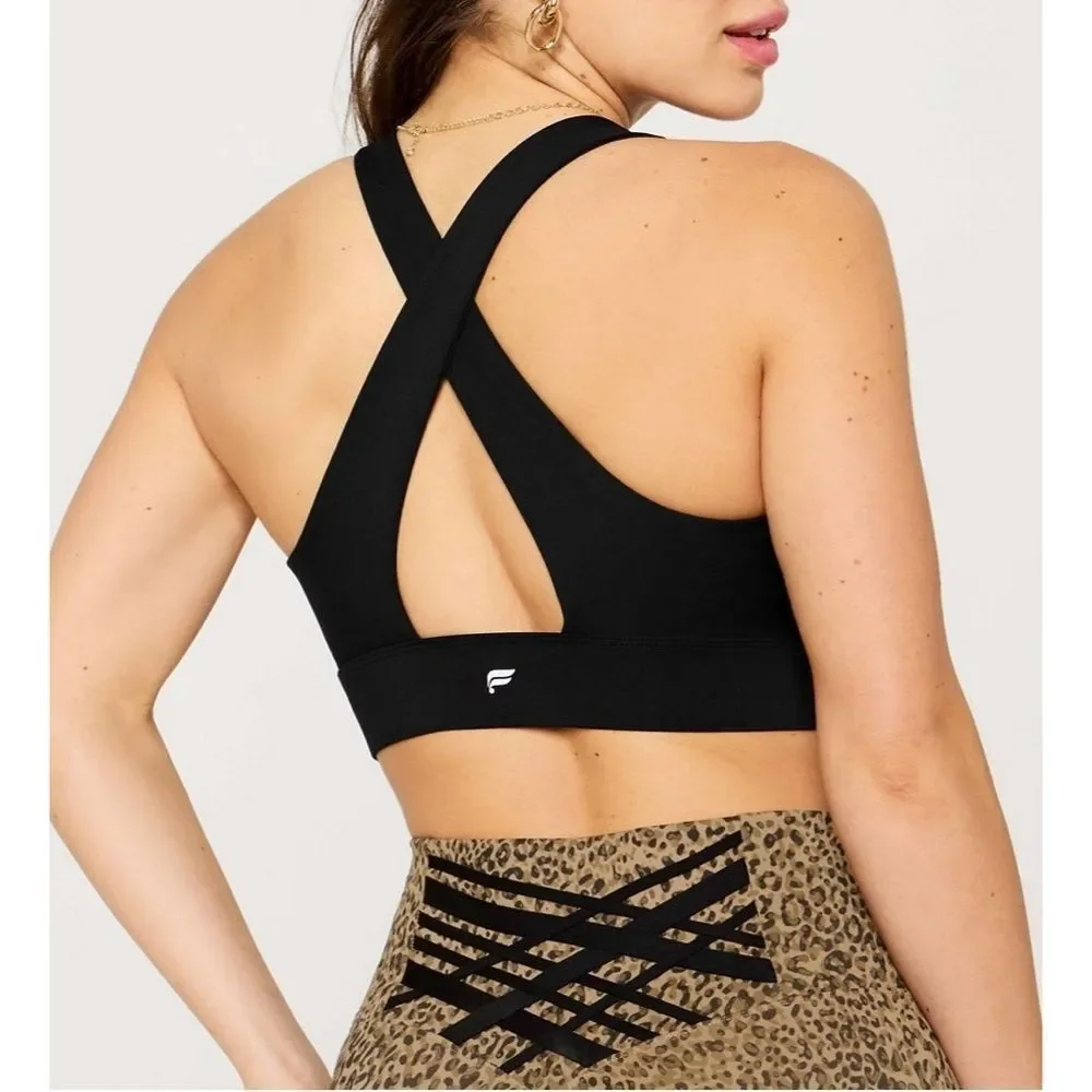 FABLETICS Oasis Twist Medium Impact Sports Bra in Black